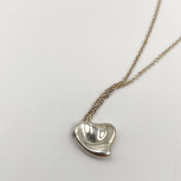 Authentic Tiffany & Co Elsa Peretti Silver Solid Full Heart Pendant Necklace - Picture 5 of 9